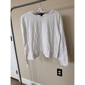 Mango Womens Size Small Textured Thread White Long Sleeve Top T Shirt